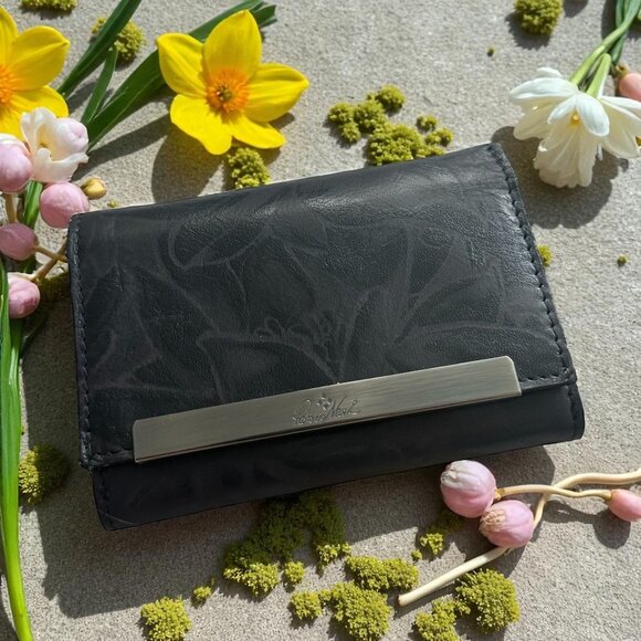 PATRICIA NASH Black Leather Snap Clutch Wallet - Picture 1 of 7